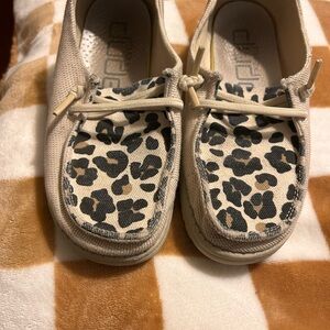 Hey Dude Kids Cream and Black Moccasins